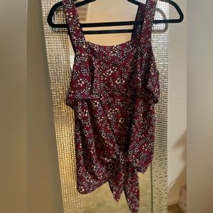 🌸 Floral Maroon Tie-Front Blouse | Cute, Breezy & Perfect for Any Look ✨